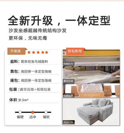 Nordic Sofabed Vacuum Compression Sofa Bed Modern Simple Lazy Sofa Bed  Thick Strip Velvet Large Sofa Bed Living Room Furniture