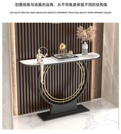 Light luxury entrance table, modern simple narrow case against the wall, aisle corridor decoration, golden end view table, entra