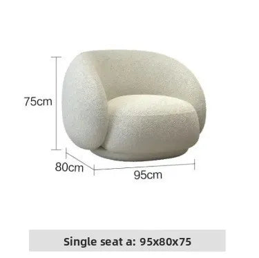 Light luxury small apartment curved lambswool sofa simple home living room fabric sofa beauty salon reception sofa chair