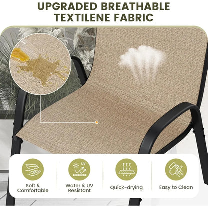 Patio Chairs Set of 4, Stackable Outdoor Dining Chairs with High Back, Breathable Textilene Fabric Outdoor Chair All Weather