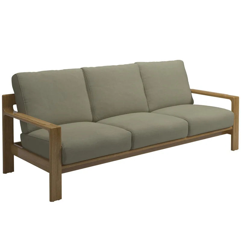 Nordic outdoor sofa balcony courtyard garden open-air waterproof and sunscreen high-end teak sofa coffee table combination