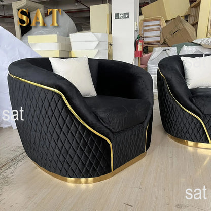 European velvet sofa modern simple size apartment living room Light luxury leather straight-row sofa combination
