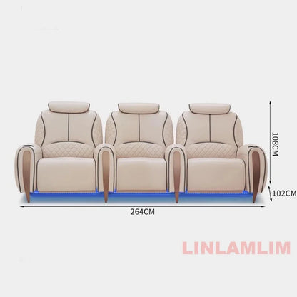 Luxury Electric Recliner Theater Seating Sofa – Modern Home Theater Chairs with LED Lighting, USB, Massage, Cooling Cup Holder
