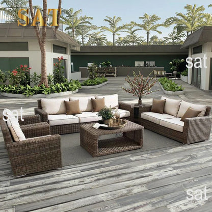 Coronado Style Luxury 8 Seater Outdoor Rattan Sofa Set Garden Furniture Collection