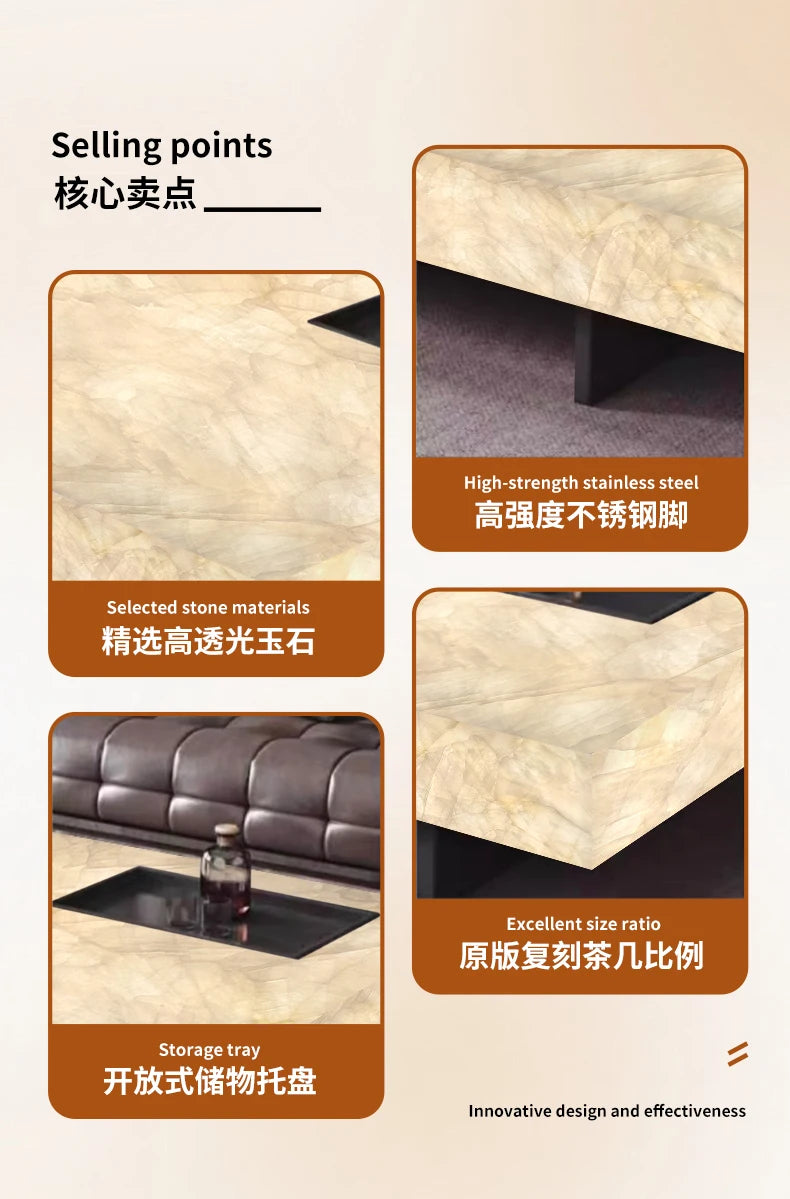Rectangle Italian Marble Coffee Table Modern Style Luxury Minimalist Unique Coffee Table Living Room Mesa Centro Salon Furniture