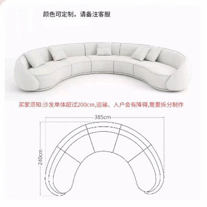 Italian minimalist large curved sofa living room small apartment light luxury designer fabric sofa