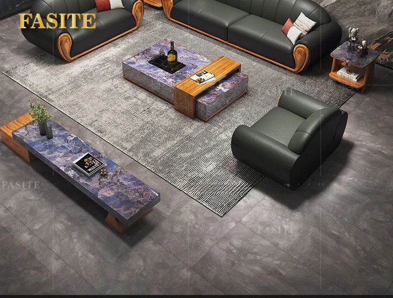 Leather sofa modern simple villa living room imported first layer cowhide