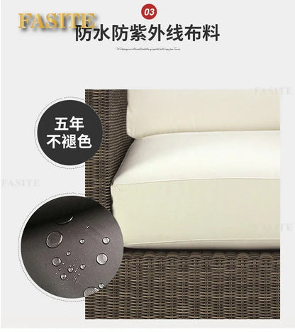 Courtyard sofa, villa, garden terrace, sun protection, waterproof, outdoor leisure rattan weaving corner