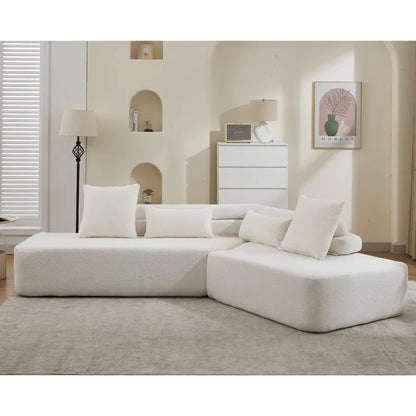 [NEW ARRIVED] [VIDEO PROVIDED] 128"Minimalist Cloud Sectional Couch Modern Couches 4-Seater No Assembly Two modular sofa Boucle