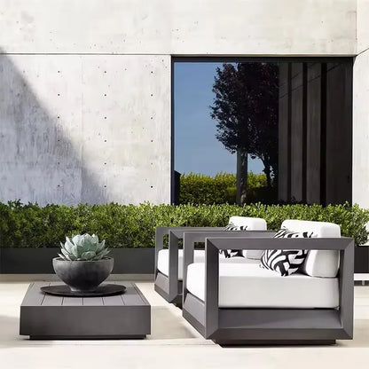 Outdoor Aluminum Alloy Sofa Courtyard Outdoor Waterproof Sunscreen Sofa Chair Combination Garden Sofa Furniture