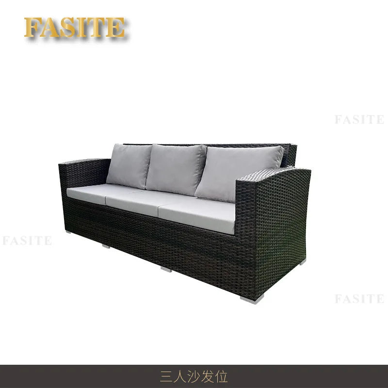 Garden outdoor beach rattan weaving leisure sofa chair outdoor furniture outdoor three-person rattan chair sofa