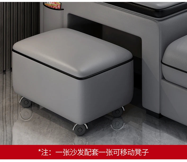 Genuine Leather Sofa Cowhide Modern Wireless Charging Smart Audio Sofa Living Room Corner Combination Divano Home Furniture