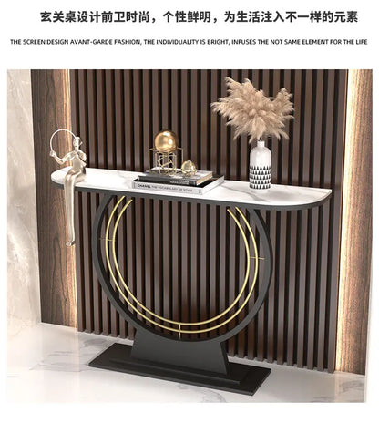 Light luxury entrance table, modern simple narrow case against the wall, aisle corridor decoration, golden end view table, entra