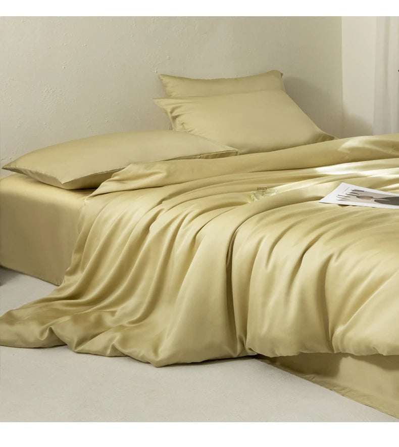 Luxury Bedding Set with Duvet Cover Silk Cotton Duvet Cover Bed Sheet Solid Color bedsheets full set 4 pcs Queen King Size
