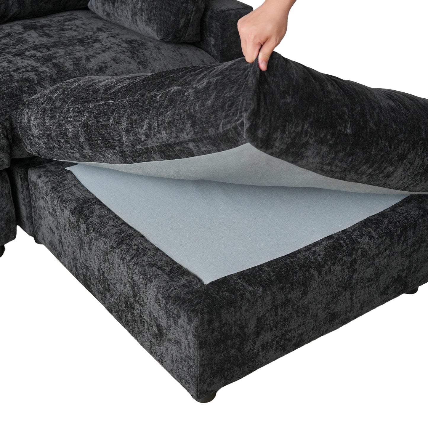 Sdorens Sectional Sofas for Living Room Modern Cloud Couch Chenille U-shaped Modular Sectional Sofa with Reversible Ottomans