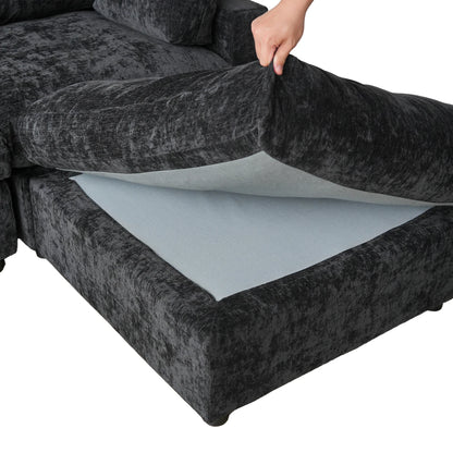 Sdorens Sectional Sofas for Living Room Modern Cloud Couch Chenille U-shaped Modular Sectional Sofa with Reversible Ottomans