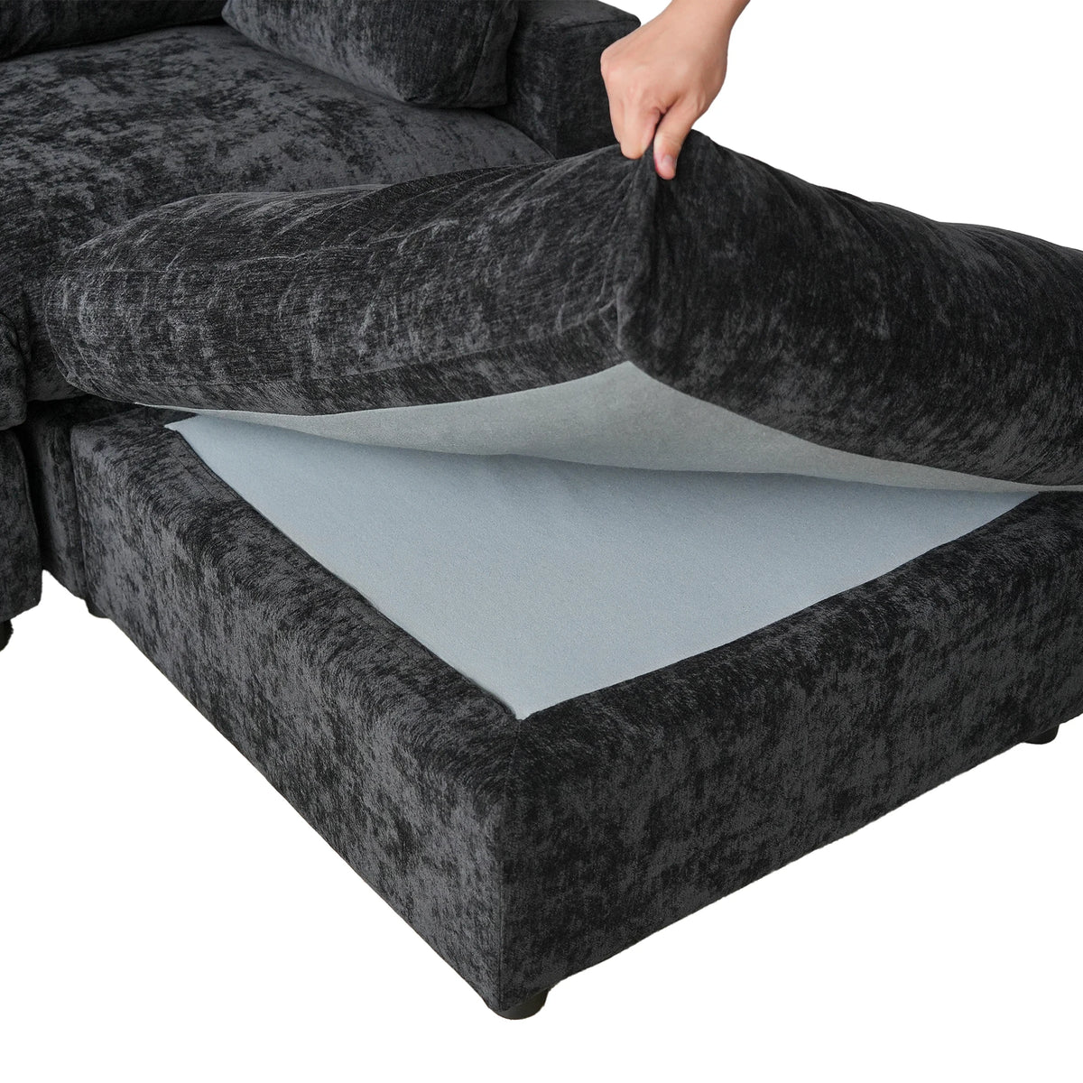 Sdorens Sectional Sofas for Living Room Modern Cloud Couch Chenille U-shaped Modular Sectional Sofa with Reversible Ottomans