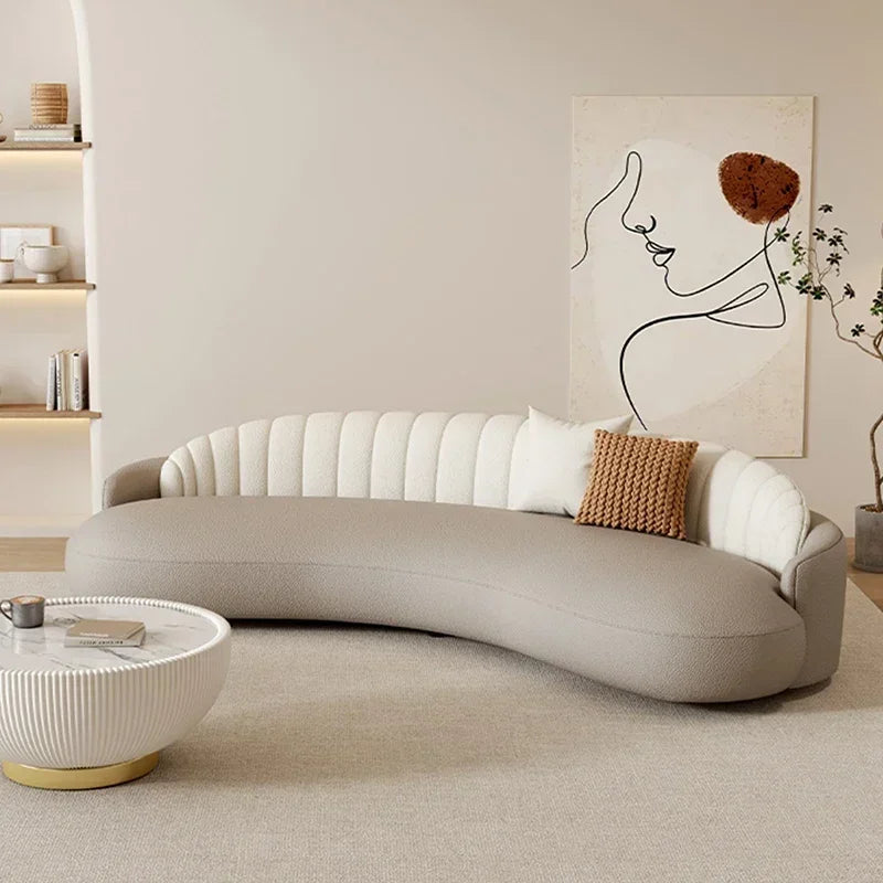 Curved Velvet Couches Modern Lounge Comfortable Nordic Puffs Sofa Luxury Designer Solid Wood Sofas Para El Hogar Home Furniture