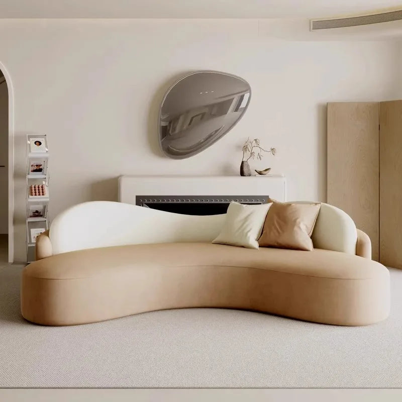 Cream wind sofa small apartment living room sitting area curved sofa combination