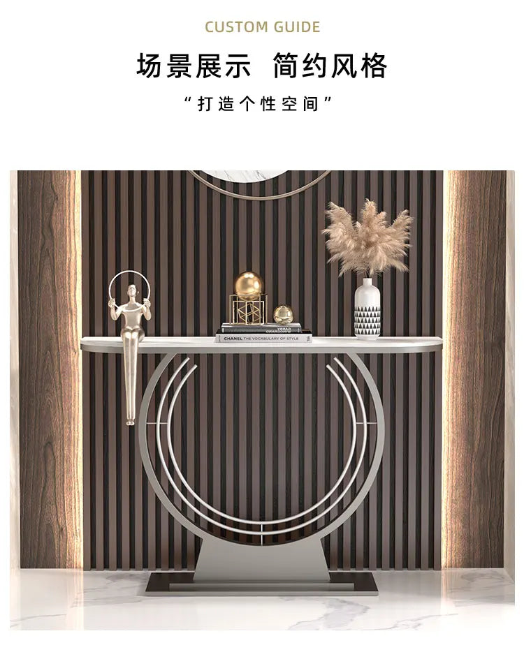 Light luxury entrance table, modern simple narrow case against the wall, aisle corridor decoration, golden end view table, entra