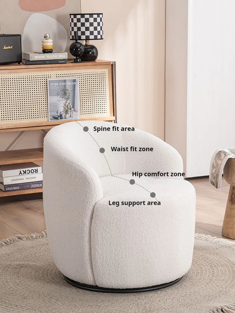 Best-Selling Modern Light Luxury Fabric Single Leisure Chair Cream Bedroom Makeup Stool Lamb Fleece Single Swivel Sofa Chair