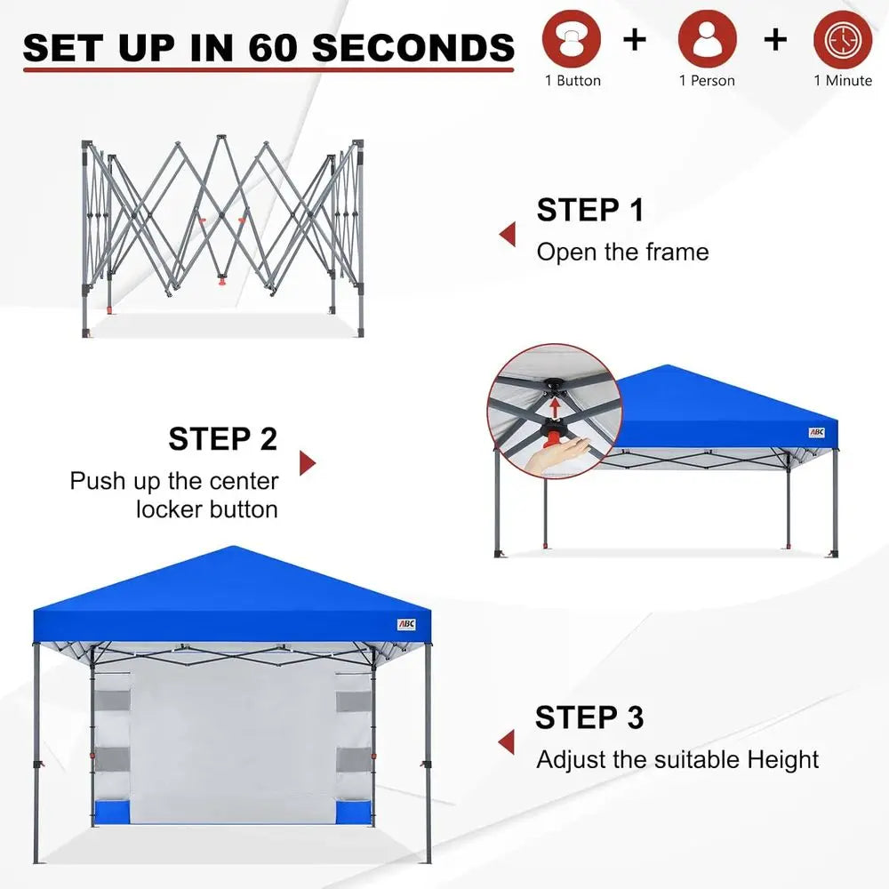 10x10 Outdoor Tent with Storage Sidewall and 4 Weights for Commercial Events - Royal Blue