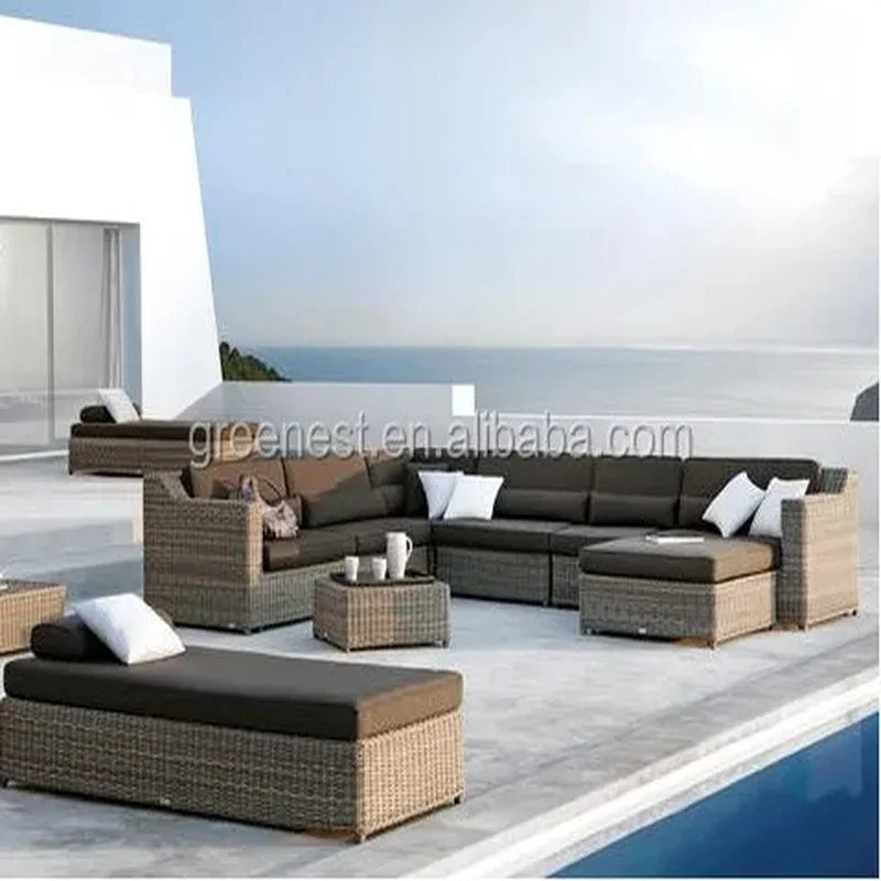 Waterproof Synthetic Rattan Outdoor Sofa Set for Garden and Patio Use