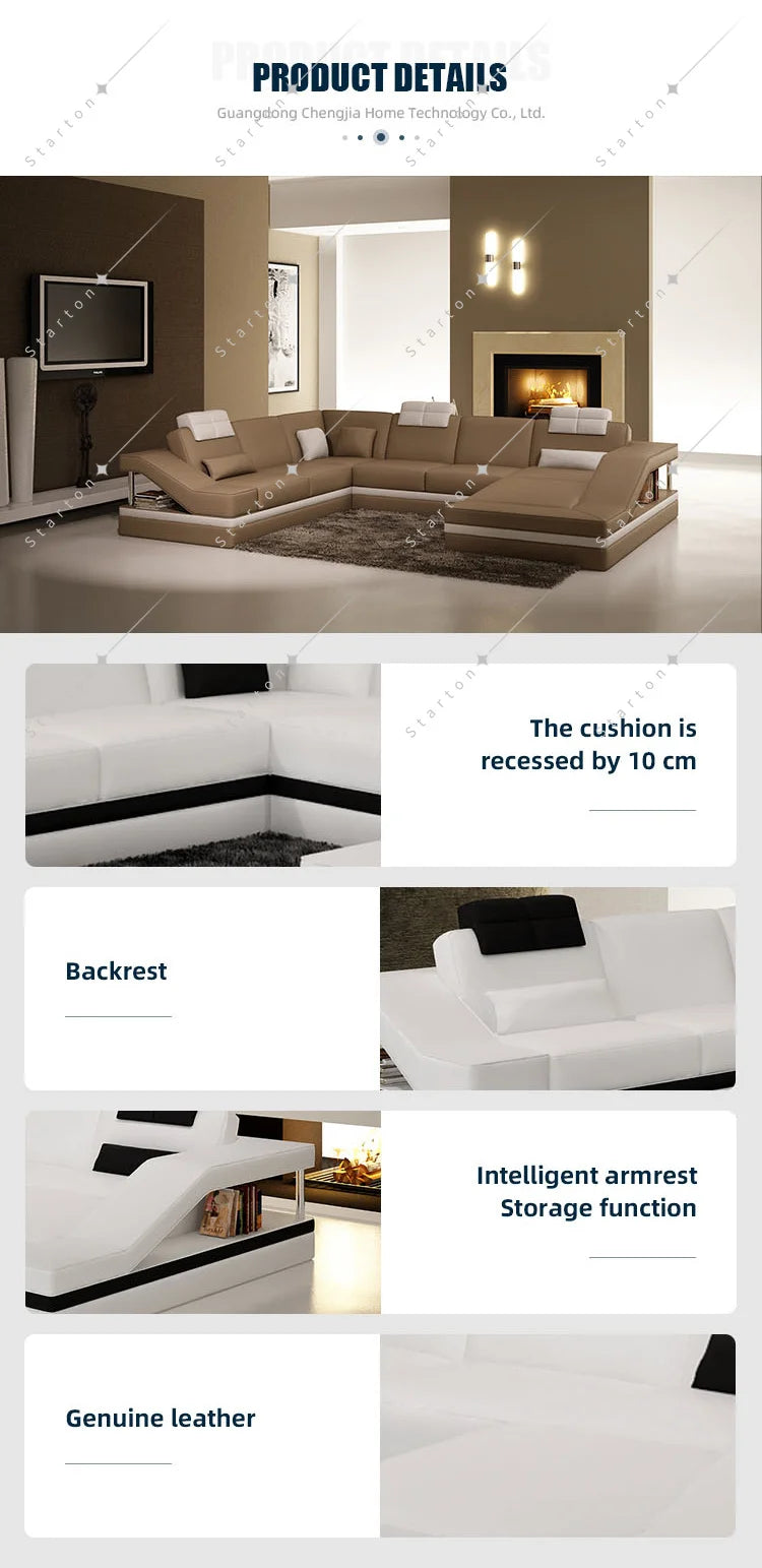 Modern Luxury Black Eco-pure Leather Italian Recliner Sofa Set Furniture Modular Sofa in Leather