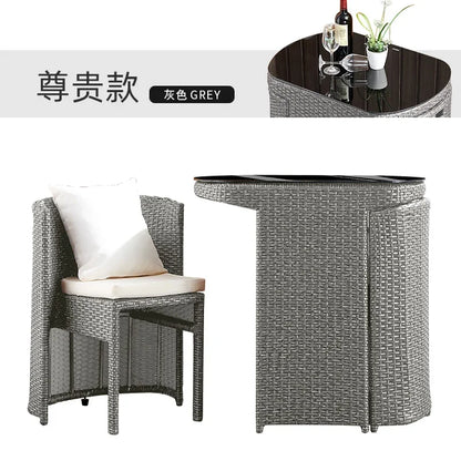 Balcony Small Table and Chair Rattan Chair Three-Piece Set Outdoor Tea Table Combination Terrace Courtyard Table and Chair