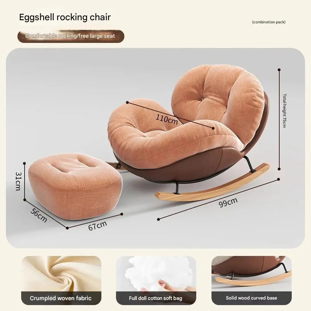 Eggshell Rocking Chair for Home Living Room Single Sofa Lazy Chair Balcony Leisure Chair Girls Pink Rocking Chair