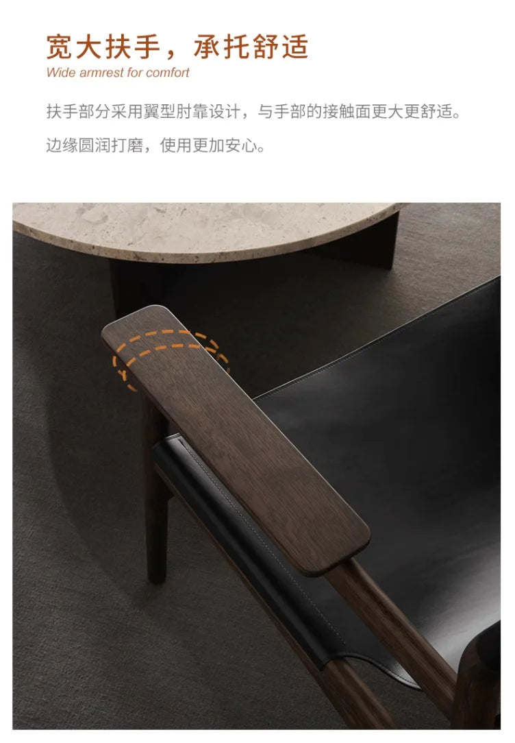 Japanese wabi-sabi style chair, Danish casual single chair, simple modern small apartment solid wood canvas chair