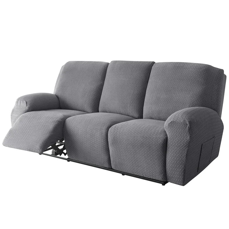 1/2/3 Seater Recliner Sofa Cover Jacquard Solid Color Stretch Couch Coushion Solid Color Sofa Slipcover for Living Room Home