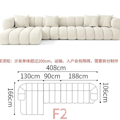 Living room cloud fabric sofa size apartment