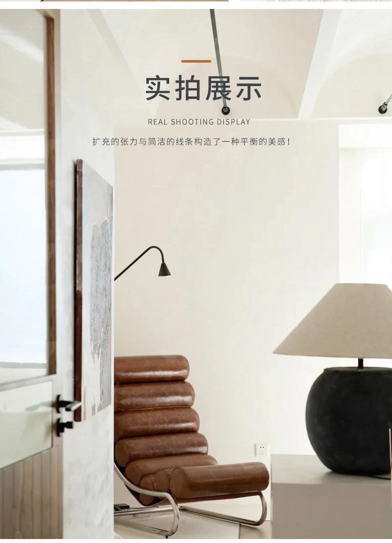 Stainless steel sofa chair Metal lazy recliner Light luxury leisure living room Home single sofa