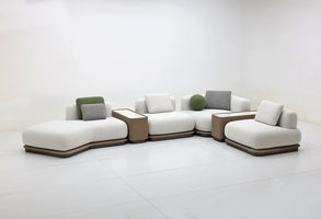 Cream curved sofa set luxury modular combined sofa