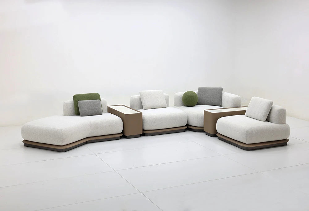 Cream curved sofa set luxury modular combined sofa