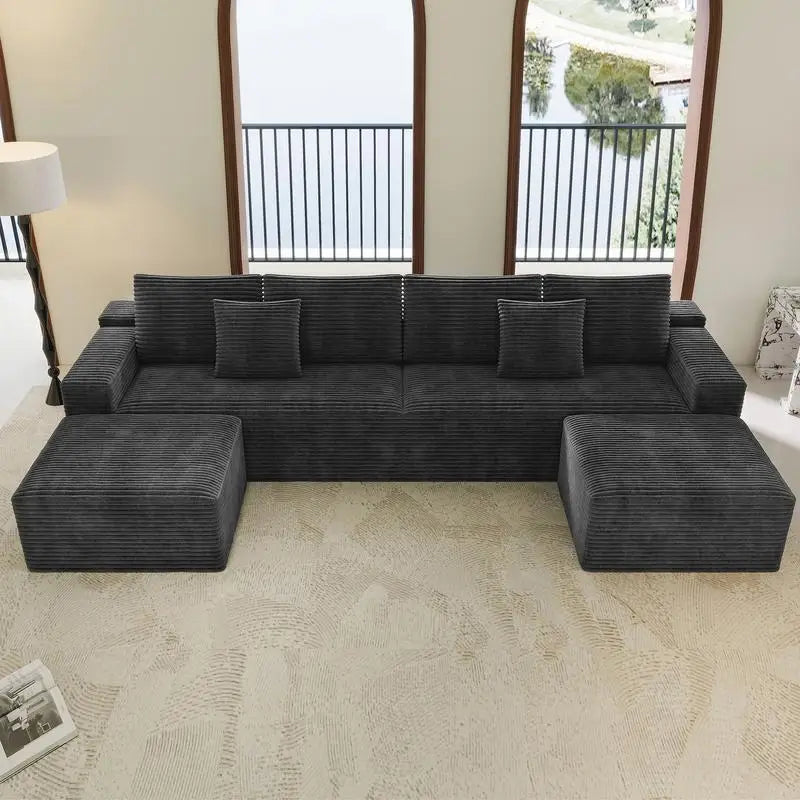 Modular Sectional Sofa, Upholstered Couch for Living Room or Bedroom, No Assembly Required, 4-Piece Free Combination, Plush