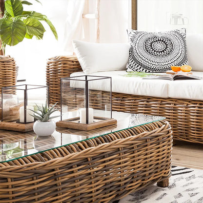 Outdoor rattan sofa  terrace leisure waterproof sunscreen balcony rattan chair outdoor villa garden combination