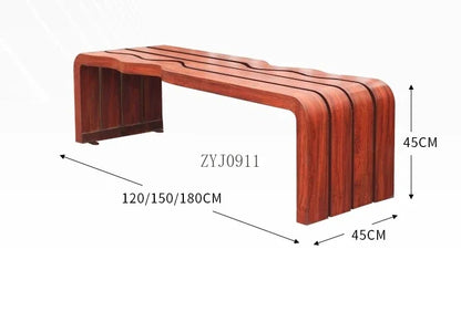 Banc d'extérieur de parc en fer forgé, chaise communautaire de loisirs, double banc carré d'extérieur, jardin en bois massif