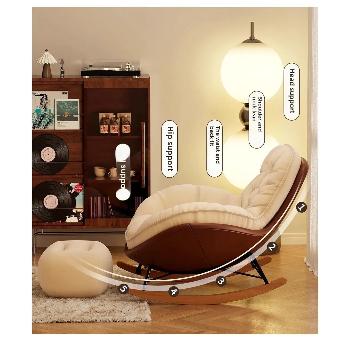 Lazy Sofa Rocking Chair Reclining Sleepable Bedroom Single Recliner Home Balcony Leisure Chair Tatami Seat Floor Chair