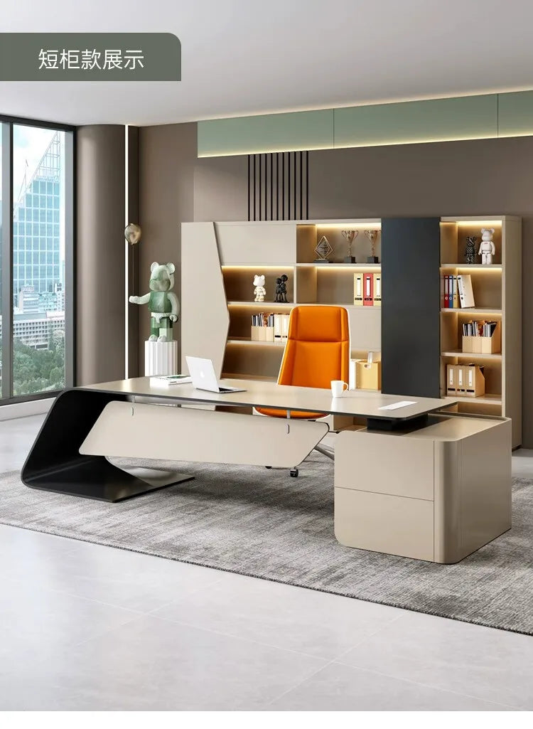 High Quality Boss Office Desk Modern Organizer Storage In Stock Computer Desks Minimalist European Escritorio Oficina Furniture