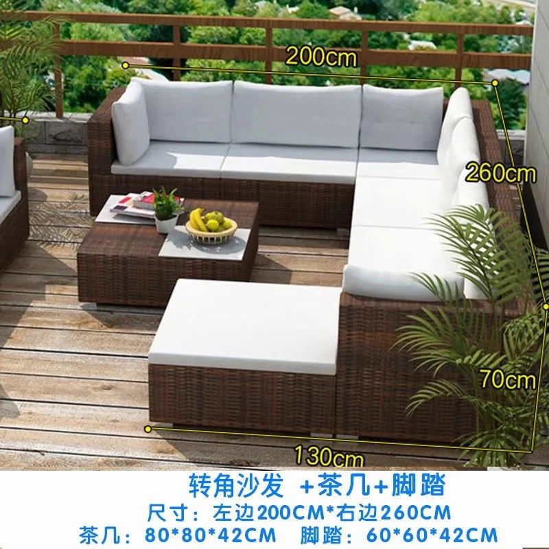 Outdoor sofa combination courtyard garden balcony rattan table and chairs terrace waterproof and sun protection outdoor