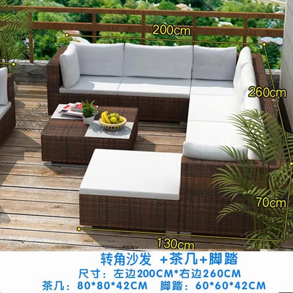 Outdoor sofa combination courtyard garden balcony rattan table and chairs terrace waterproof and sun protection outdoor