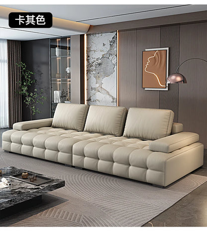 Modern Minimalist New Leather Living Room Lawrence Italian Light Luxury Straight L Shaped Sectional Lazy Soft Tatami Lounge Sofa