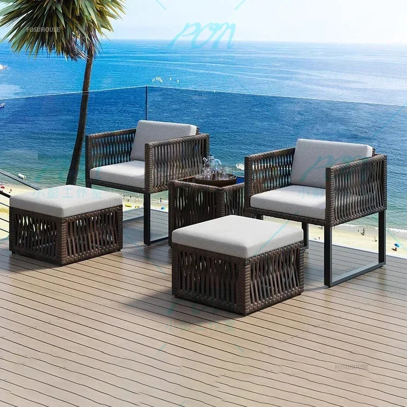 Terrace Garden Rattan Outdoor Chair Leisure Tea Table Patio Outdoor Furniture Set Outdoor Table and Chairs Garden Furniture Sets