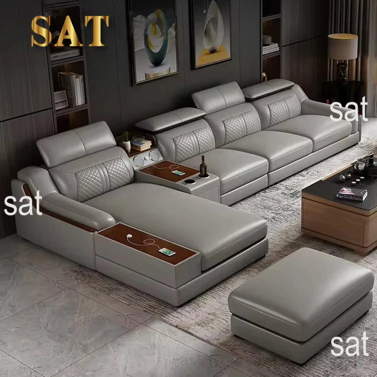 #For New Design Modern Simple Living Room Luxury Leather Sofa Set Hotel Apartment Multi-functional Corner Sofa Combination*