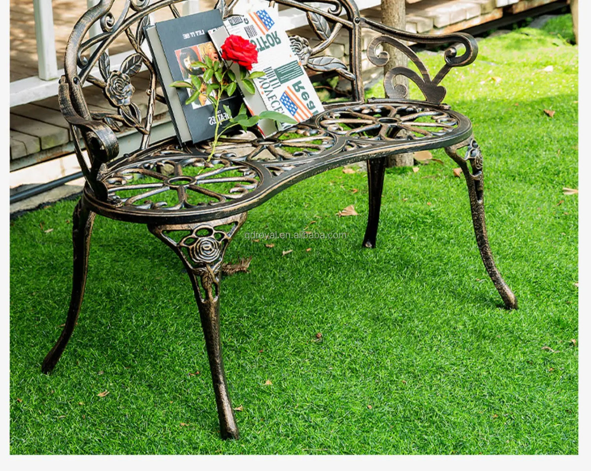 Low MOQ Hot-selling Park Bench Metal Charis Outdoor Furniture Garden Bench With Rose