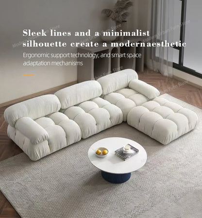 L Shaped Modular Sectional Sofas,Velvet Vacuum Modern Compressed Sofa,Luxury Corner Couch Living Room Sofa Set Furniture