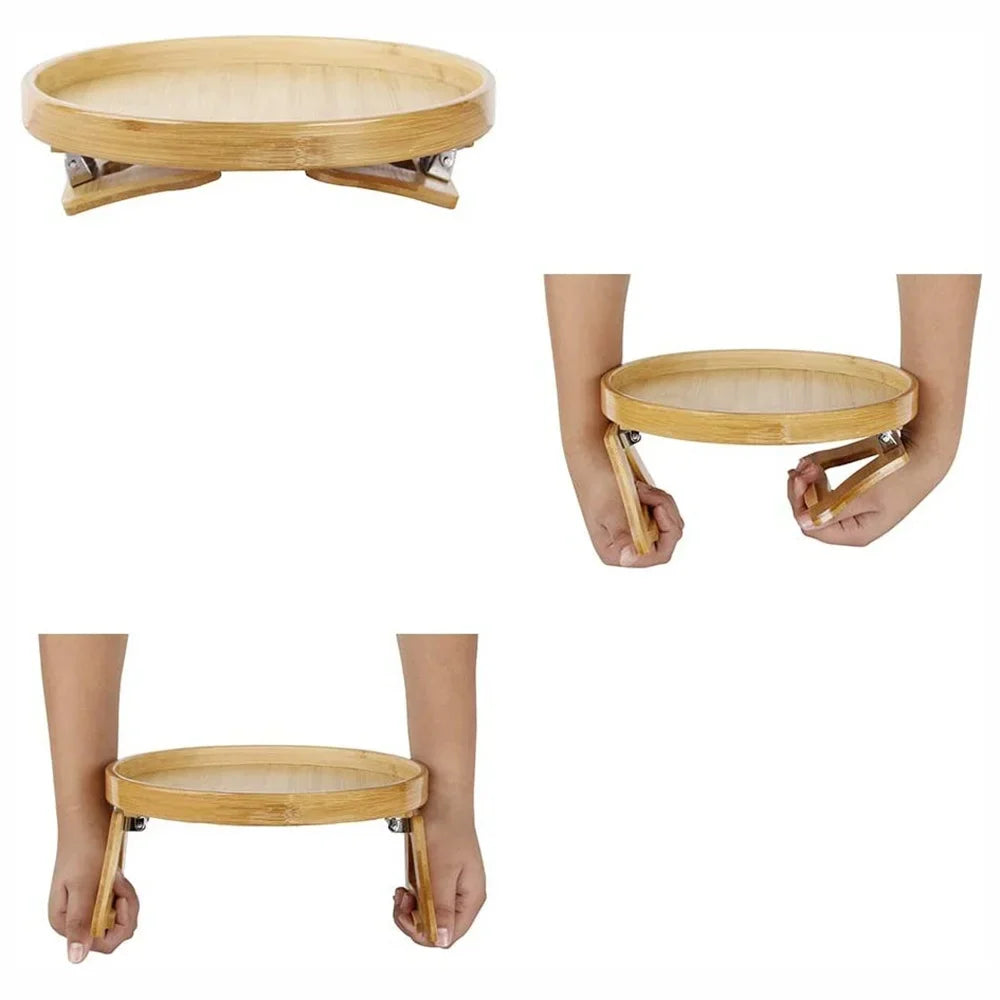 Storage Tray Table Sofa Armrest Clip-On Trays Natural wooden Sofa Tray Practical TV Snack Trays for Remote Control Drink Snacks