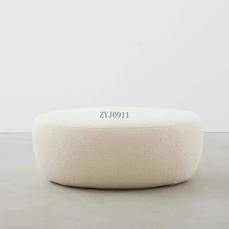 Nordic curved fabric sofa modern white cream style lamb wool special-shaped sofa